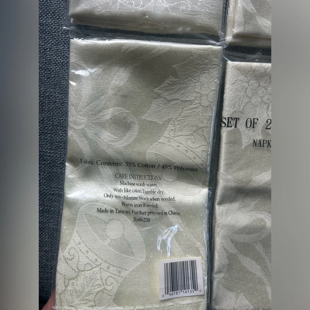 Vintage Ames Damask Christmas Bells Napkins Set of 8